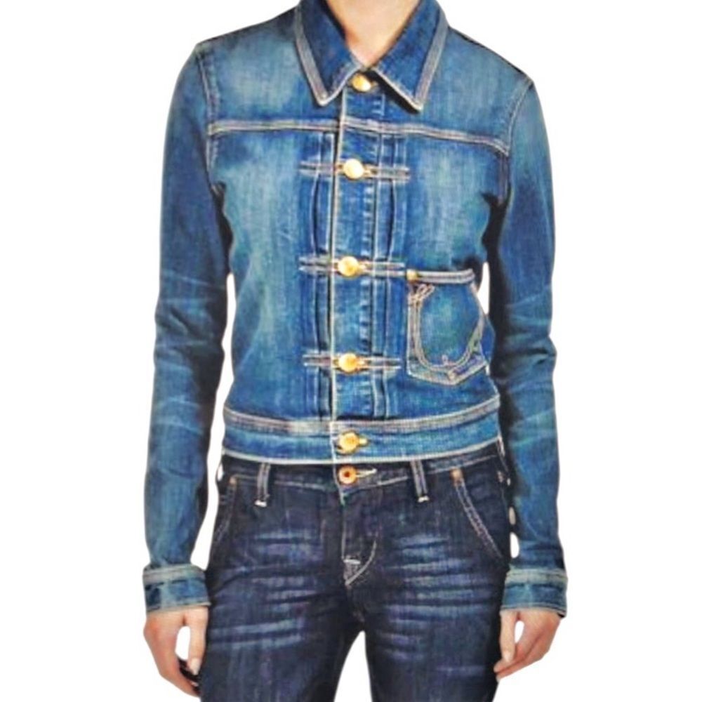True Religion Denim Jacket Dark Wash Military Button‎ style